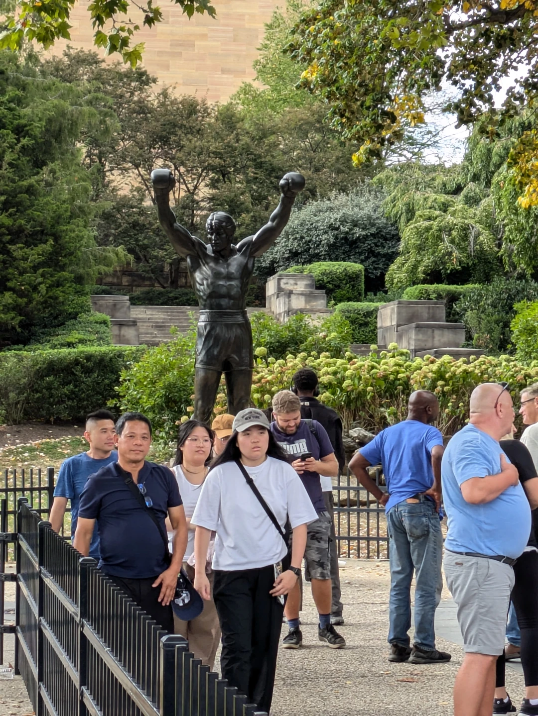 Rocky statue. I refused to stand in line because I&rsquo;m to cool. Or, its anxiety. Either one&hellip; John offered to stand in line with me, but some dude with parrots was throwing parrots at me and I just wanted to be far away.